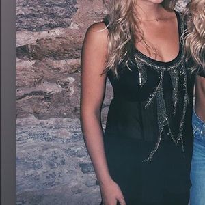 Vintage Velvet Heart Sheer Beaded Tank